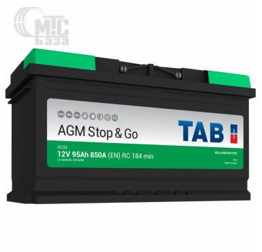 Аккумуляторы Аккумулятор TAB AGM Stop & Go  [213090] 6СТ-95 Ач R EN850 А 353x175x190мм